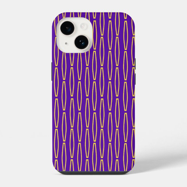 Mardi Gras Geometric Repeat iPhone 14 Hülle (Rückseite)