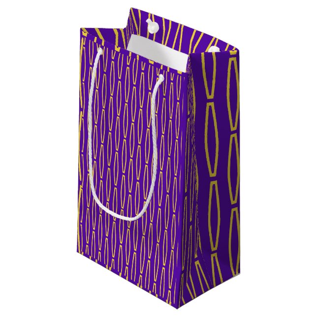 Mardi Gras Geometric Repeat Kleine Geschenktüte (Vorderseite Schrägansicht)