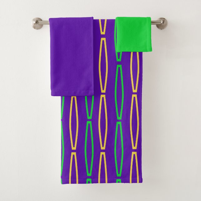 Mardi Gras Geometrisches Set für Badehandtuch (Insitu)