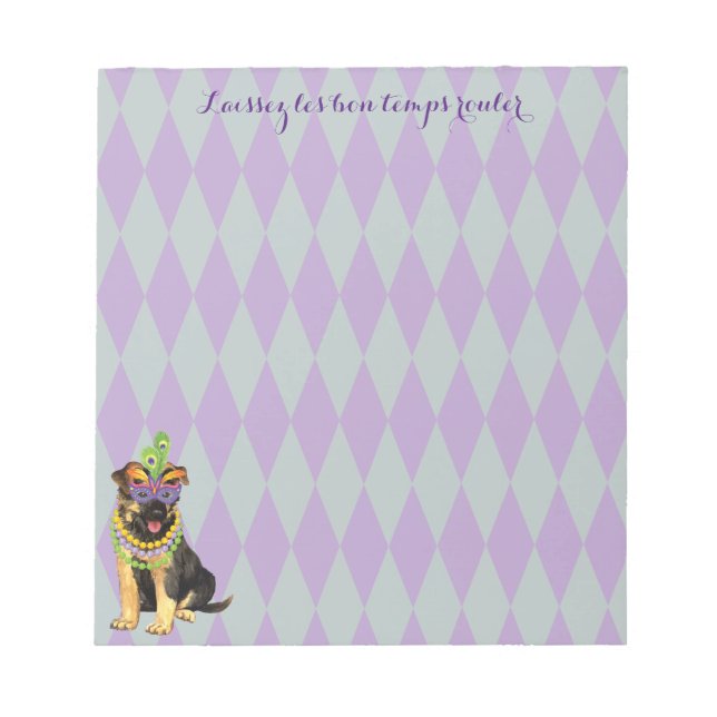Mardi Gras German Shepherd Notizblock (Vorderseite)