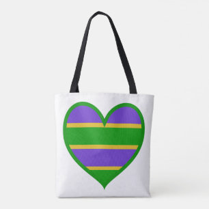 Mardi Gras gestreiftes Herz Tasche