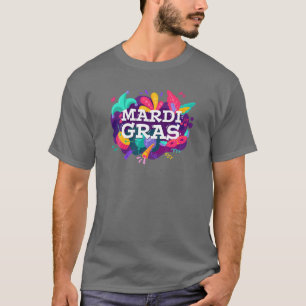 Mardi Gras Gift Mardi Gras 2022 Beads Maske Feathe T-Shirt
