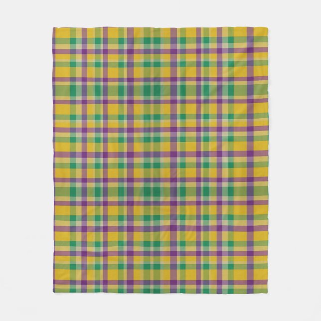 Mardi Gras Gingham gemustert Fleecedecke (Vorderseite)