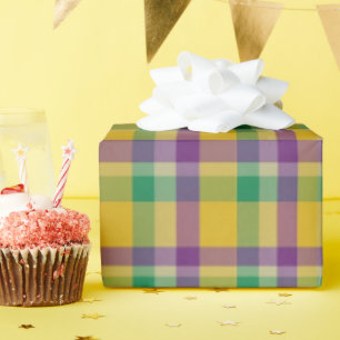 Mardi Gras Gingham gemustert Geschenkpapier
