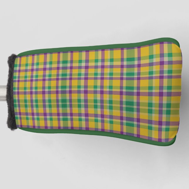 Mardi Gras Gingham gemustert Golf Headcover (Vorderseite)