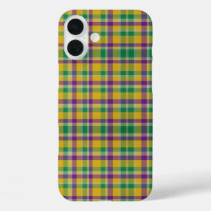 Mardi Gras Gingham gemustert iPhone 16 Plus Hülle