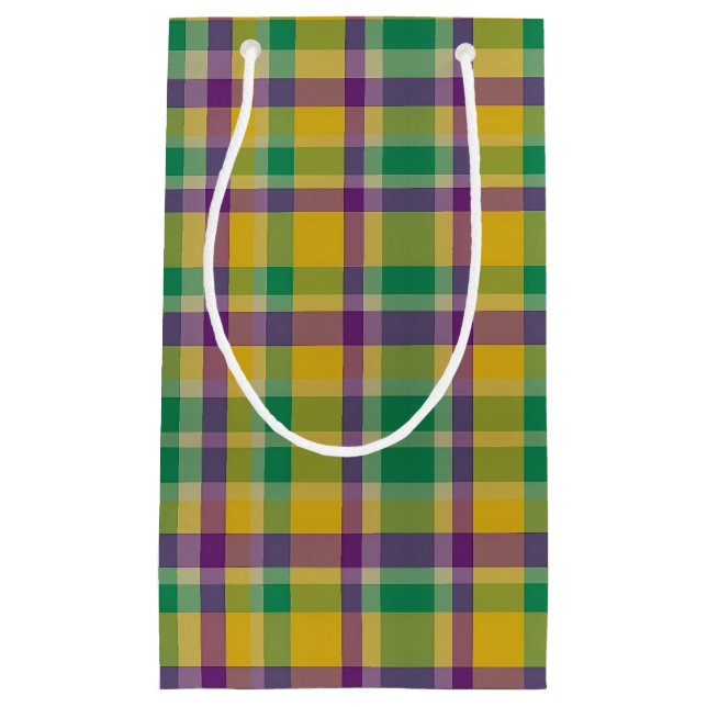 Mardi Gras Gingham gemustert Kleine Geschenktüte (Vorderseite)