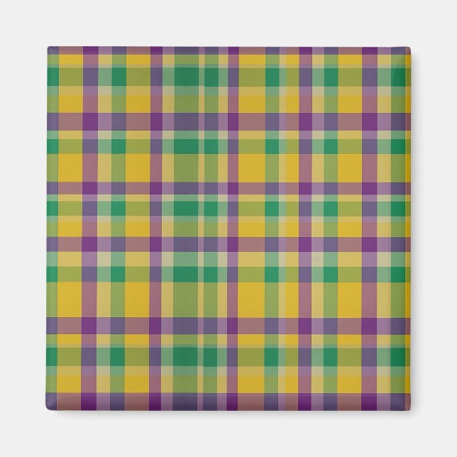 Mardi Gras Gingham gemustert Magnet (Vorne)