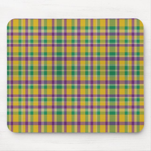 Mardi Gras Gingham gemustert Mousepad (Vorne)