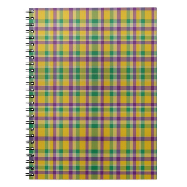 Mardi Gras Gingham gemustert Notizblock (Vorderseite)