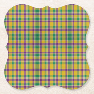 Mardi Gras Gingham gemustert Untersetzer