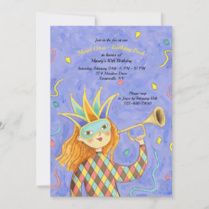 Mardi Gras Girl Einladung zum Geburtstag
