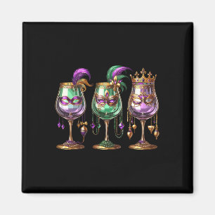 Mardi Gras Glas Wein Lustiger Weintrinkfestival Magnet