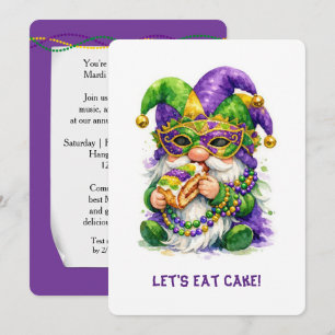 Mardi Gras-Gnom, der King Cake isst Einladung
