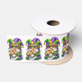 Mardi Gras-Gnom, der King Cake isst Satinband