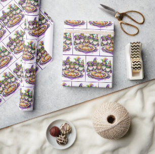 Mardi Gras Gnom-Feier mit Königskuchen Geschenkpapier