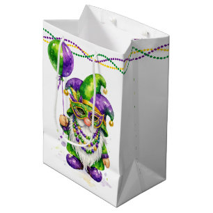 Mardi Gras Gnom mit Partyballon Mittlere Geschenktüte
