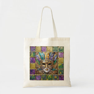 Mardi Gras Gold & Keramik Bunte Feder Maske Tragetasche