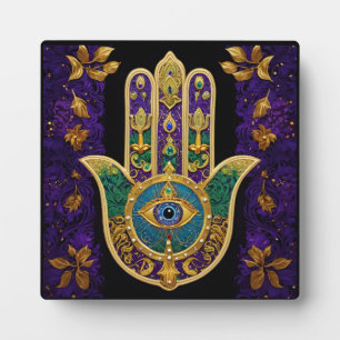 Mardi Gras Gold Lila Grüne Hamsas Art Fotoplatte