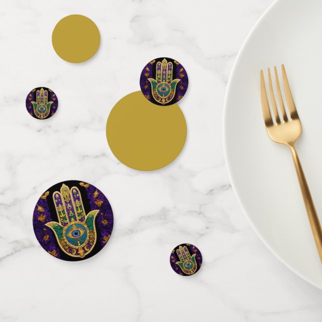 Mardi Gras Gold Lila Grüne Hamsas Art Konfetti (Gruppe)