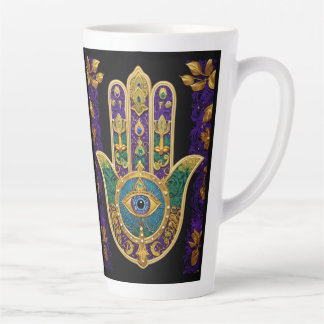 Mardi Gras Gold Lila Grüne Hamsas Art Milchtasse