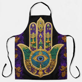 Mardi Gras Gold Lila Grüne Hamsas Art Schürze