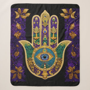 Mardi Gras Gold Lila Grüne Hamsas Art Sherpadecke