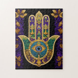 Mardi Gras Gold Lila Grüne Hamsas Kunst