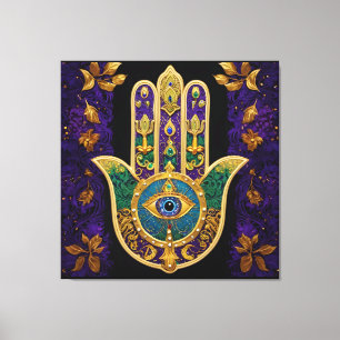 Mardi Gras Gold Lila Grüne Hamsas Kunst Leinwanddruck