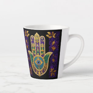 Mardi Gras Gold Lila Grüne Hamsas Kunst Milchtasse