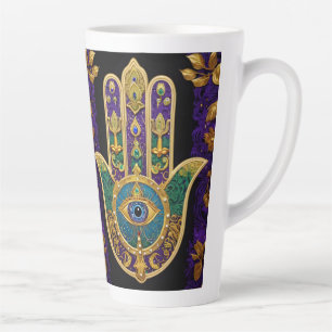 Mardi Gras Gold Lila Grüne Hamsas Kunst Milchtasse