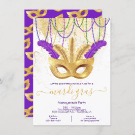 Mardi Gras Gold Masquerade Party Einladung