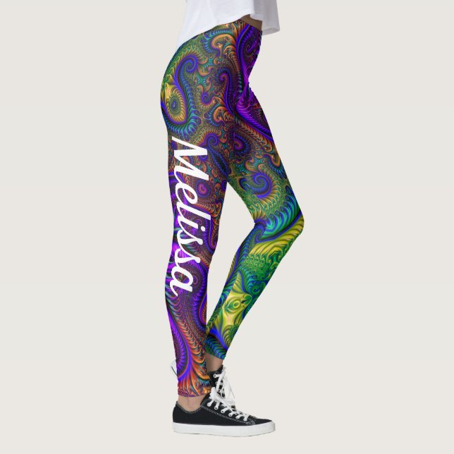 Mardi Gras Gold Purple Black Green Leggings Nom (Droite)