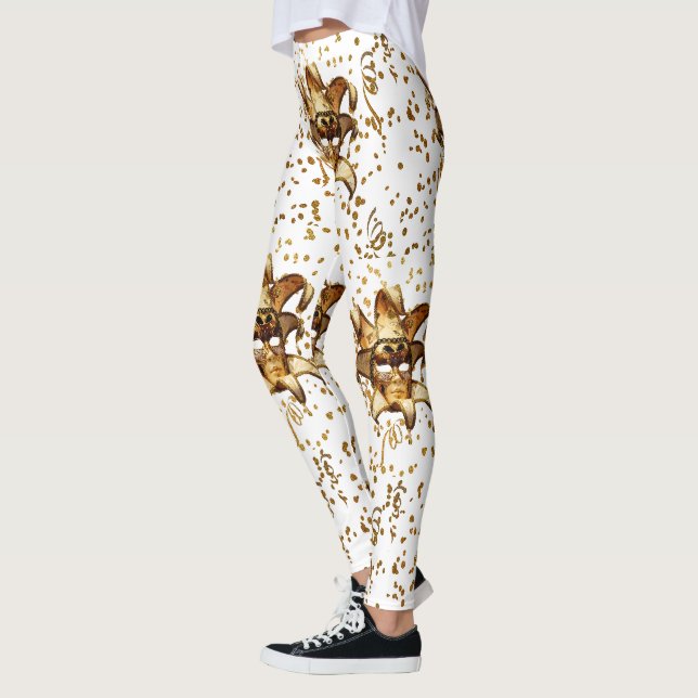 Mardi Gras Goldmaske und Confetti Leggings (Links)