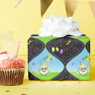 Mardi Gras Golfball feiert Geschenkpapier