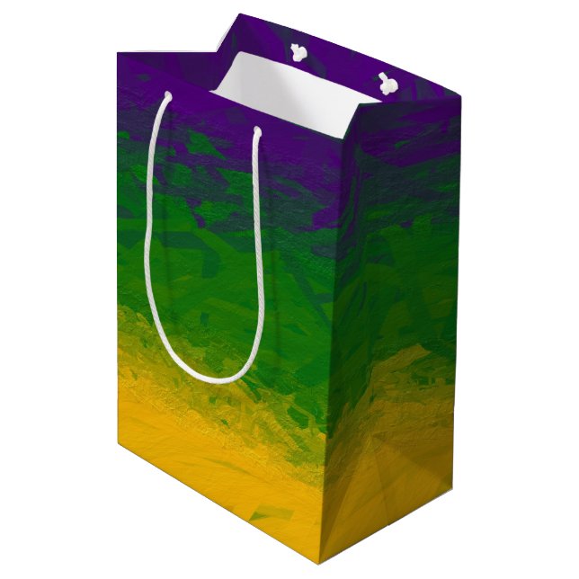 Mardi Gras Gradient Mittlere Geschenktüte (Rückseite Schrägansicht)