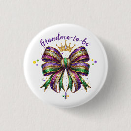 Mardi Gras Grandma-to-be Button