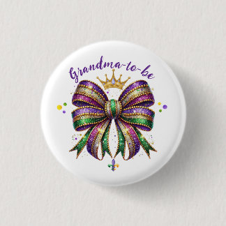 Mardi Gras Grandma-to-be Button