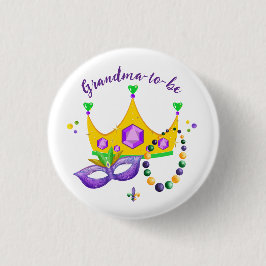 Mardi Gras Grandma-to-be Button