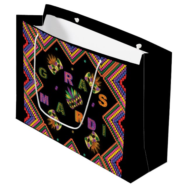 Mardi Gras Gras Grand sac cadeau moderne (Devant Angle)
