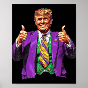Mardi Gras Great Wieder Donald Trump American Flag Poster