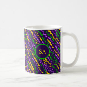 Mardi Gras Green Golden Lila Ribbons Kaffeetasse