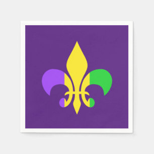 Mardi Gras Green Yellow Lila Fleur-de-Lis Serviette