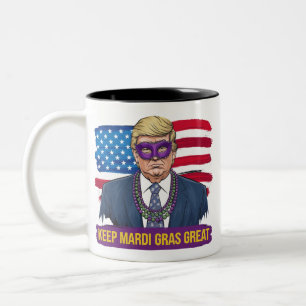 Mardi Gras großartig lustig Trump Mardi Gras 2025  Zweifarbige Tasse
