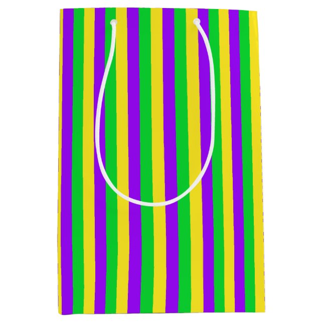 Mardi Gras grün, gelb, Lila gestrichen Mittlere Geschenktüte (Vorderseite)