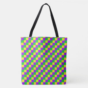Mardi Gras Grün, Gelb, Lila Kariert Tasche
