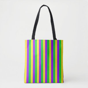 Mardi Gras Grün, Gelb, Lila Streifen Tasche
