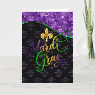 Mardi Gras Grußkarte, farbenfrohe Mardi Gras Karte