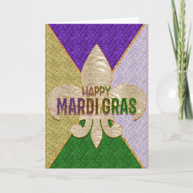 Mardi Gras Grußkarte, Happy Mardi Gras Fleur Karte (Vorderseite)