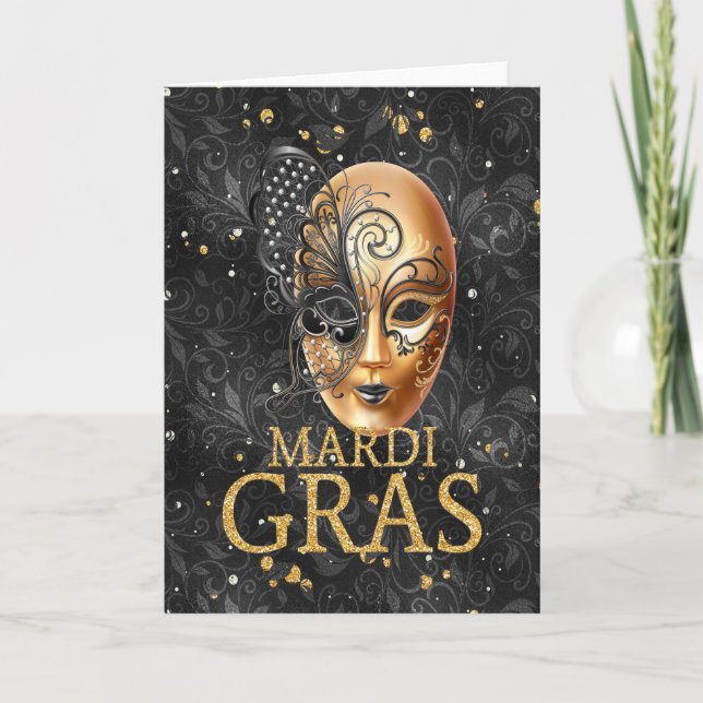 Mardi Gras Grußkarte, Mardi Gras Maske Karte (Vorderseite)